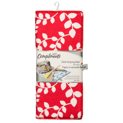 Compliments Microfibre Dish Drying Mat Red 1 EA