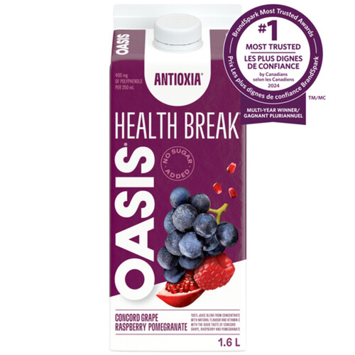 Oasis Health Break Juice Concord Grape Raspberry Pomegranate 1.6 L