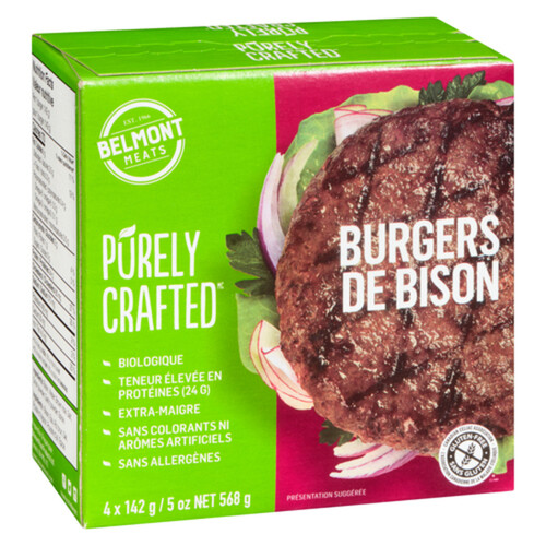 Pureley Crafted Frozen Burgers Bison 568 g