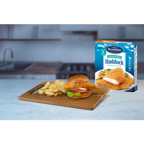 BlueWater Seafoods Frozen Crunchy Breaded Haddock Fillets 525 g