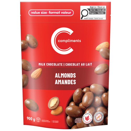 Compliments Almonds Covered Milk Chocolate 900 g