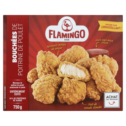Flamingo Frozen Breaded Fully-Cooked Chicken Breast Chunkies Plain 750 g