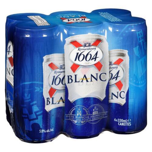 Kronenbourg 1664 White Slim Beer 5.5 % Alcohol 6 x 330 ml (cans)