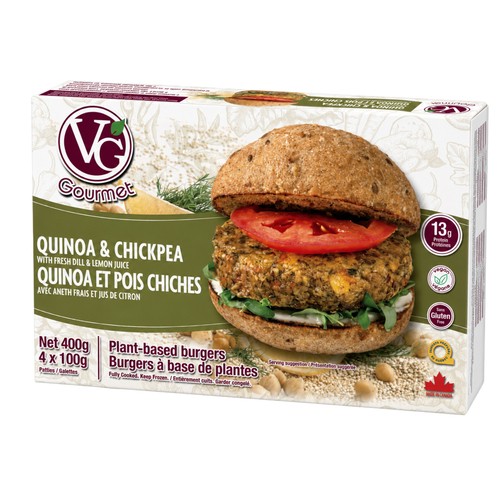 Vegetarian Gourmet Gluten-Free Frozen Artisan Vegan Burger Quinoa & Chickpea 400 g 