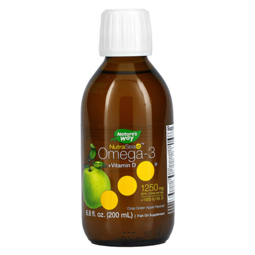Nature's Way NutraSea Omega-3 + Vitamin D Liquid Crisp Apple Flavour 200 ml