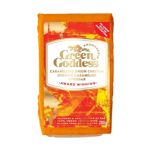 Green Goddess Fromagerie Vegan Cheese Caramelized Onion Cheddar 200 g