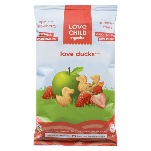 Love Child Organics Love Ducks Baby Food Corn Puffs Apple & Strawberry 30 g