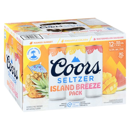 Coors Seltzer Alcoholic Malt 4.5% Alcohol Island Mix Pack 12 x 355 ml (cans)