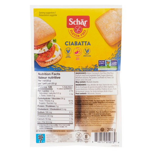 Schar Gluten-Free Ciabatta Rolls 4 x 50 g