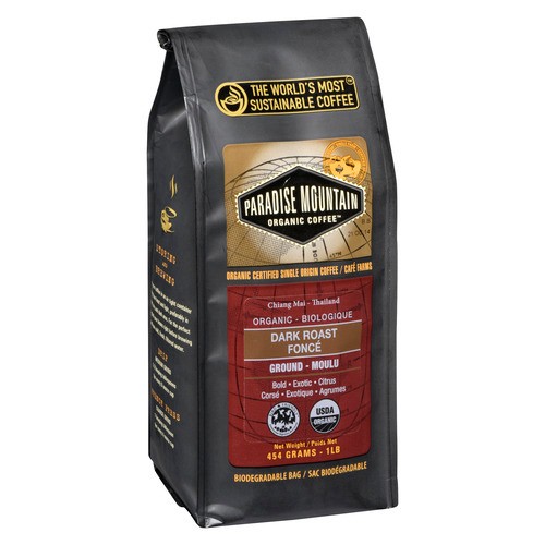 Paradise Mountain Organic Ground Coffee Dark Roast 454 g
