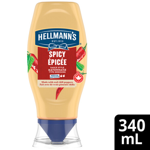 Hellmann's Gluten-Free Mayonnaise Spicy Squeezable Bottle 340 ml