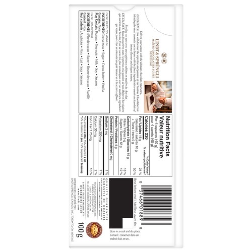 Lindt Excellence Dark Chocolate Bar 70% Cacao 100 g