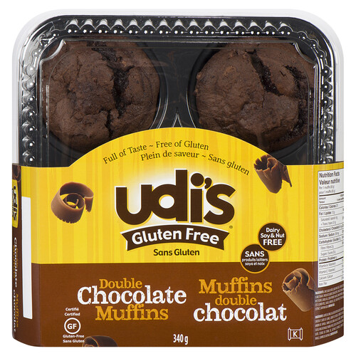 Udi's Gluten-Free Double Chocolate Muffins 340 g (frozen)