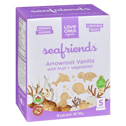 Love Child Organics Seafriends Infant Food Cookies Arrowroot Vanilla 100 g