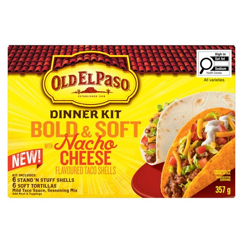 Old El Paso Dinner Kit Taco Bold & Soft Nacho Cheese 357 g