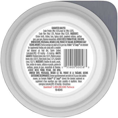 Friskies Lil' Soups Cat Food In Velvety Chicken Broth Tuna 34 g