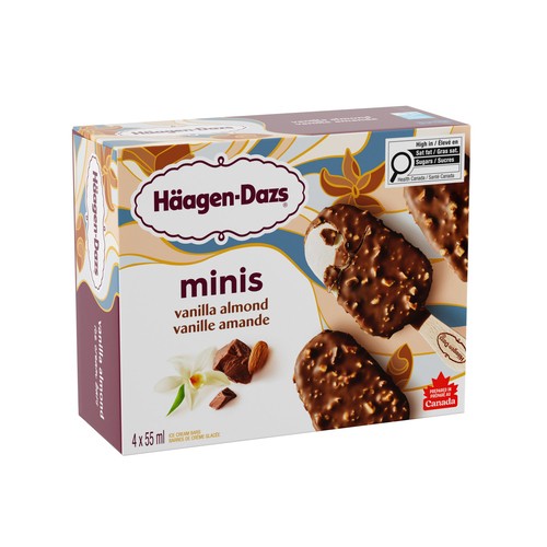 Häagen-Dazs Ice Cream Bars Minis Vanilla Almond 4 x 55 ml