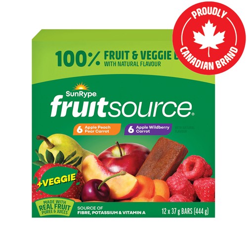 SunRype Fruitsource 100% Fruit And Veggie Bar Variety Pack 12 x 37 g