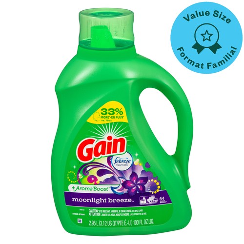 Gain Laundry Detergent Moonlight Breeze Plus Aroma Boost Value Size 2.95 L