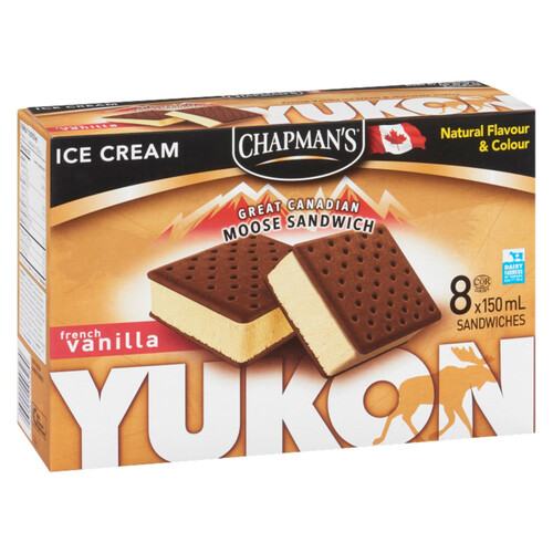 Chapman's Ice Cream Sandwiches Great Canadian Yukon French Vanilla 8 EA