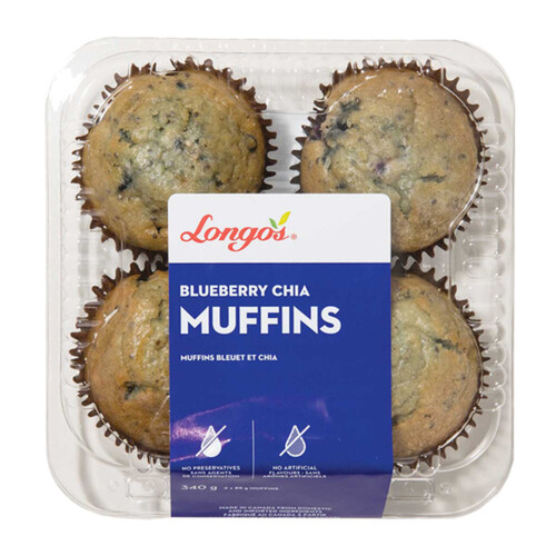 Longo's Muffins Blueberry Chia 4 Pack 340 g 