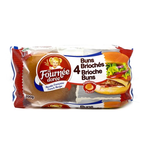 Fournee Doree Brioche Burger Buns 4 x 200 g