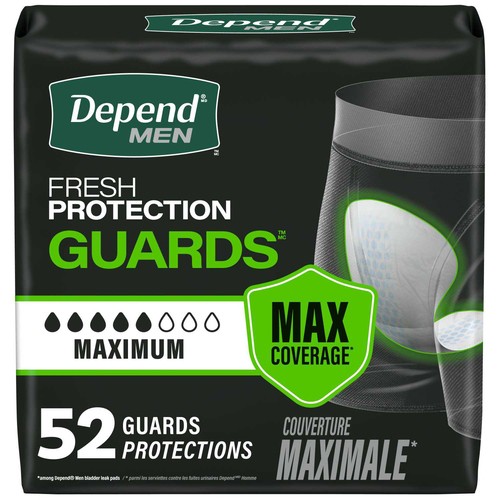 Depend Guards for Men Maximum Absorbency 52 Count