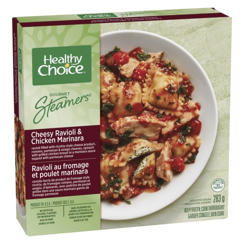 Healthy Choice Gourmet Steamers Frozen Meal Cheesy Ravioli And Chicken Marinara 283 g