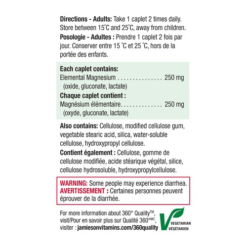 Jamieson Magnesium Complex 250 mg Caplets 90 Count