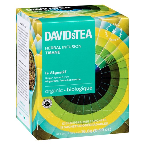 DAVIDs TEA Organic Tea Herbal Infusion Digestif 12 Sachets 