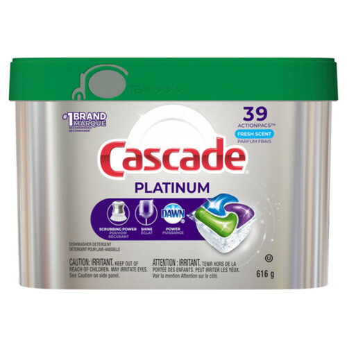 Cascade Platinum Dishwasher Detergent Fresh Action Pacs 39 Count