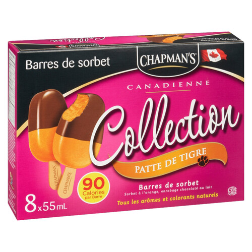 Chapman's Ice Cream Bars Sweet Options Orange Sorbet & Milk Chocolate 8 x 55 ml