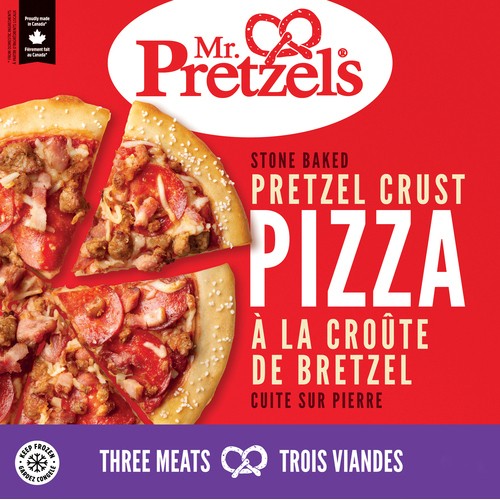 Mr. Pretzels Frozen Pretzel Crust Pizza Three Meats 625 g