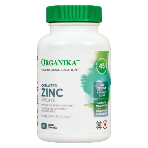 Organika 50 mg Chelated Zinc 45 Tablets