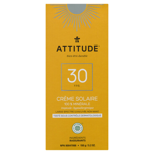 Attitude SPF30 100% Mineral Sunscreen Adult Tropical 150 g