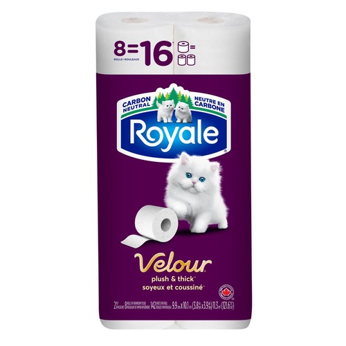 Royale Velour Toilet Paper 2-Ply 8 Rolls x 142 Sheets