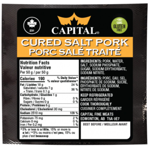 Capital Fine Meats Salted Cured Pork