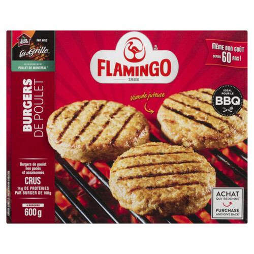 Flamingo Non Cooked Non Breaded Frozen Chicken Burger 600 g