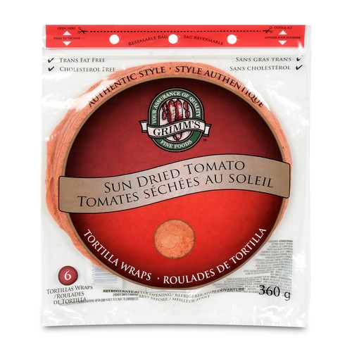 Grimm's Fine Foods Tortilla Wrap Sun Dried Tomato 10-Inch 360 g