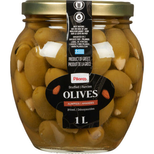 Pilaros Green Olives With Almonds 1 L