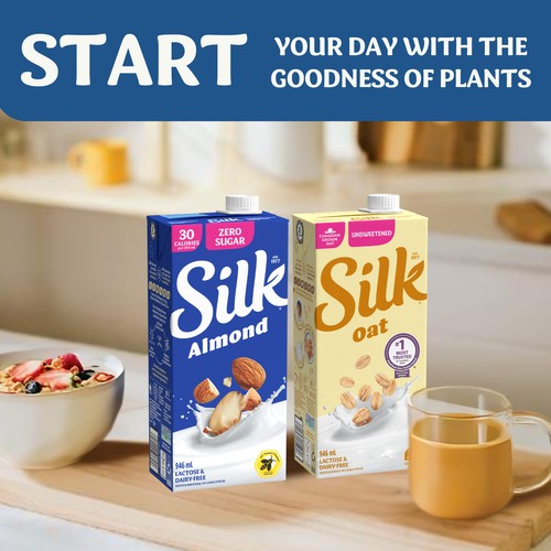 Silk Dairy-Free Almond Milk Alternative Vanilla Flavour Shelf Stable 946 ml