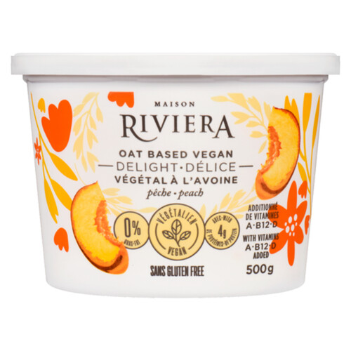 Riviera Vegan Oat Based Delight Yogurt Peach 500 g