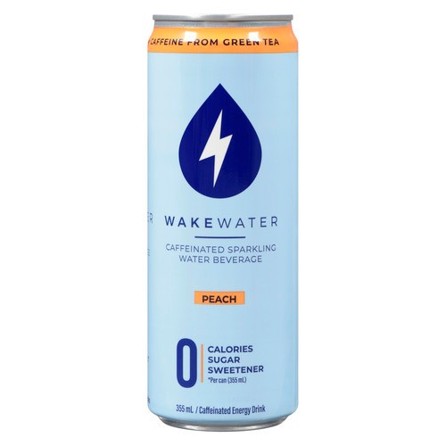 WakeWater Peach Caffeinated Sparkling Water 355 ml