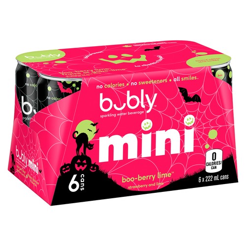 Bubly Mini Sparkling Water Boo-Berry Lime 6 x 222 ml (cans)