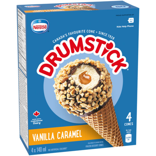 Nestlé Drumstick Frozen Dessert Cones Vanilla Caramel 4 x 140 ml