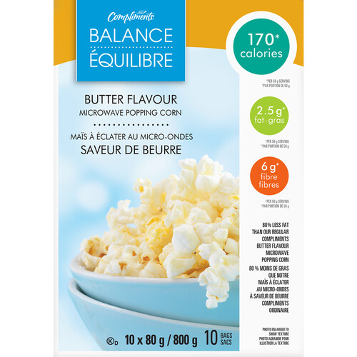 Compliments Balance Microwave Popping Corn Butter 10 x 80 g