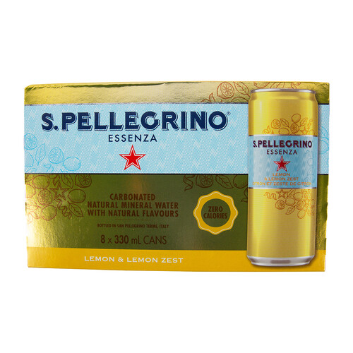 San Pellegrino Sparkling Water Lemon & Lemon Zest 8 x 330 ml (cans)