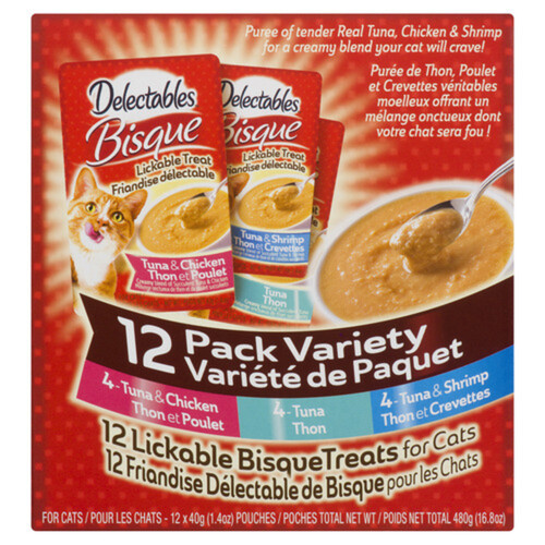 Delectables Lickable Bisque Cat Treats Variety Pack 12 x 40 g