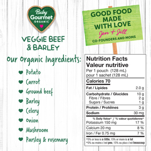 Baby Gourmet Organic Meal Veggie Beef & Barley 128 ml
