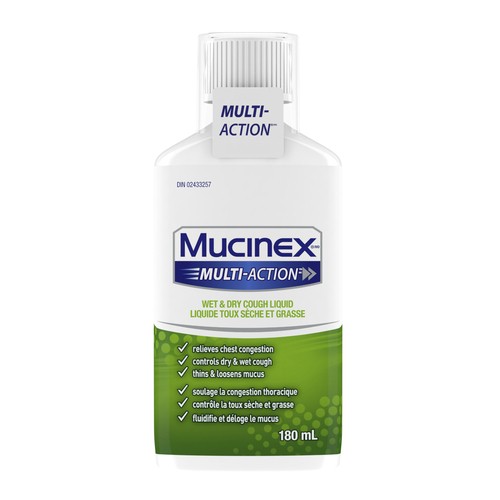Mucinex Multi-Action Wet & Dry Cough Liquid Cold/Cough Remedies 180 ml